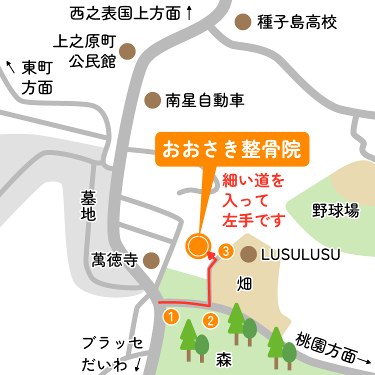 地図　細い道を入って左手です